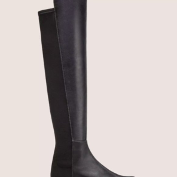 AUTHENTIC Stuart Weitzman 50-50 Over the Knee Black Leather Boots, Size 5 - Picture 5 of 12